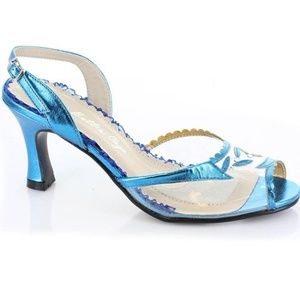 Bettie Page metallic blue slingback heeled sandals